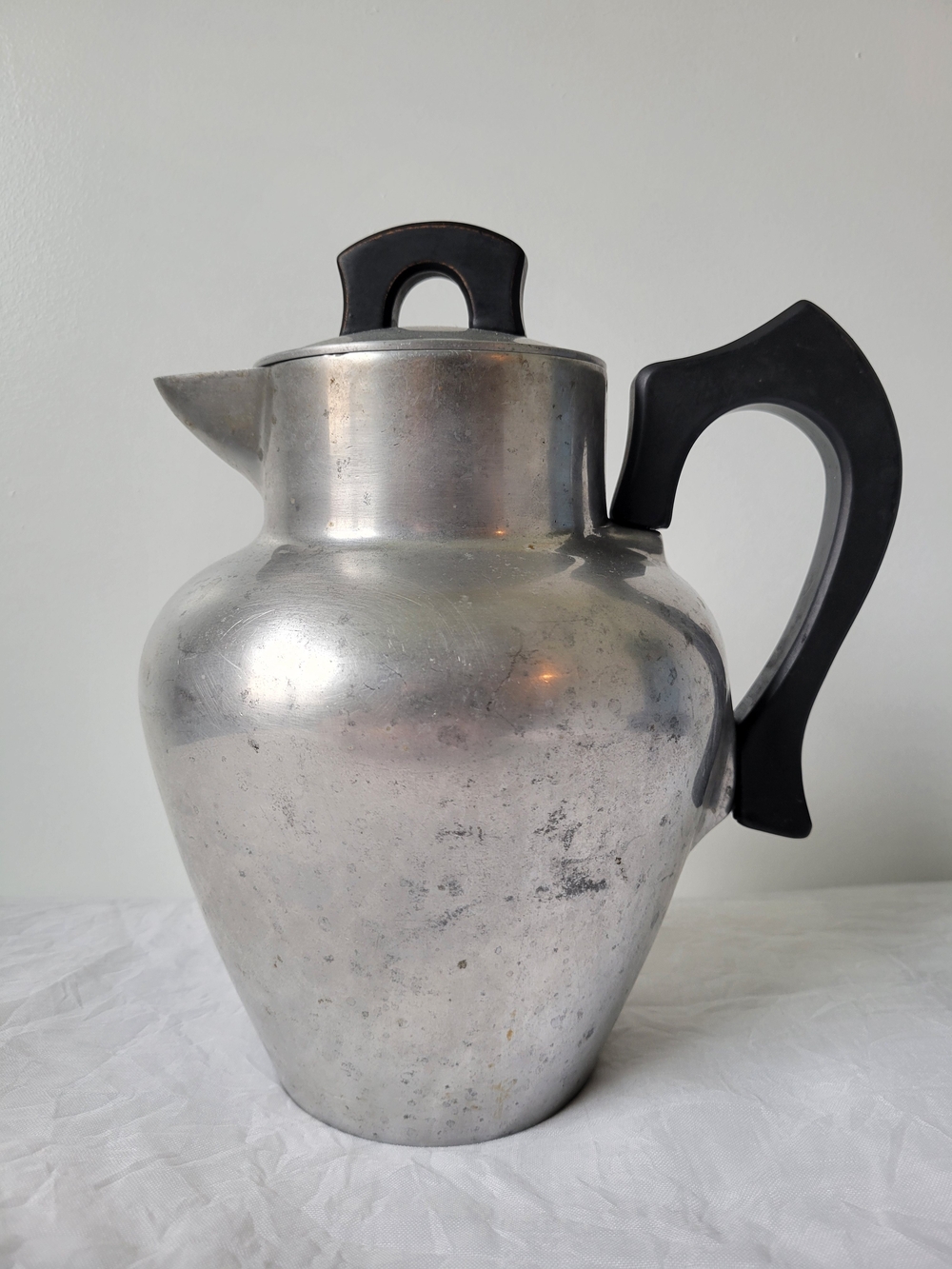 Club Vintage Aluminum Coffee Pot Percolator Filter Basket Silver Black Maker